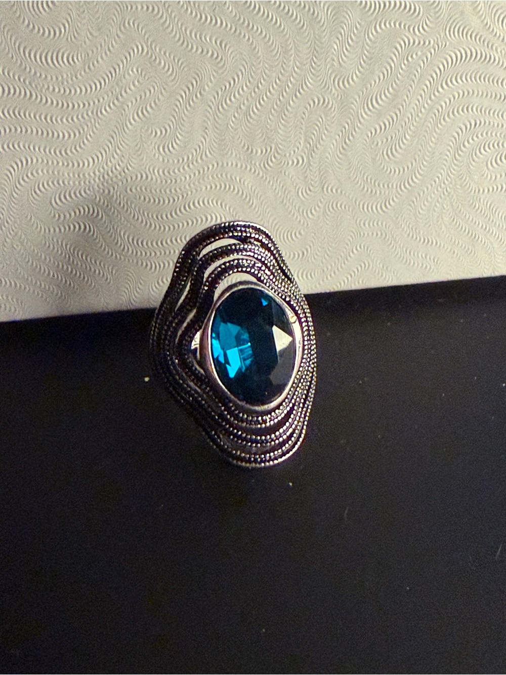Blue Statement Ring - Elegant Women's Cocktail Ring